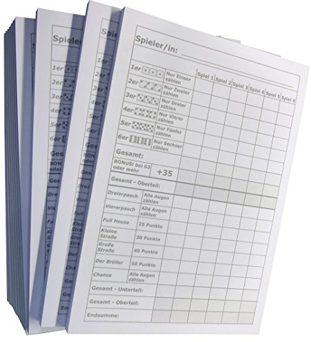 Druckerei Scharlau 1x Block für Würfelspiel - 50 Blatt, DIN A6, 50 Blatt, Qualitäts-Offset-Papier 80g/m² (22640)