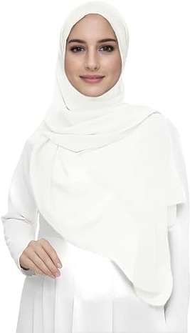 Lina & Lily Premium Chiffon Hijab Head Scarf Shawl Wrap for Muslim Women Lightweight (Ivory White)