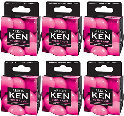 Areon Ken Auto Duft Bubble Gum Autoduft Dose Lufterfrischer Kaugummi Duftdose Wohnung Erfrischer 3D Set ( Bubblegum Pack x 6 )