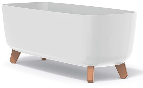 BirnePower Blumentopf Blumenkübel mit Füßen Pflanzkübel mit Pflanzeinsatz Beine Pflanzschale Matt Gracia Case Übertopf (Weiß, 58cm)