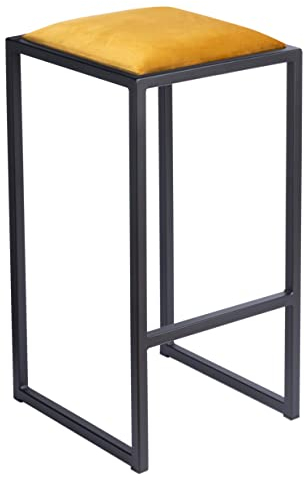 FERRO modern design Barhocker Schwarz ohne Lehne 64 cm - Metall Barstuhl mit Gepolstertem Sitz - Loft Style