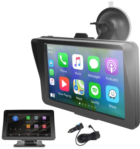 Schermo Carplay Portatile Wireless Android Auto Display AirPlay/Mirror Link Lettore Multimedia Schermo Vivavoce Bluetooth 7 Pollici Touch Screen Monitor Autoradio Ricevitore FM supporto AUX/TF