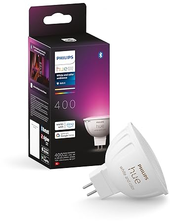 Philips Hue White Ambiance & Color MR16 LED Lampe 1er Pack, dimmbare LED Lampe für das Hue Lichtsystem mit 16 Mio. Farben, smarte Lichtsteuerung über Sprache und App