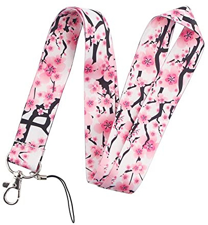 Keuyeo Porte-clés Artistique en Forme De Fleur De Cerisier Rose, 1 Pièce, Lanière De Cou pour Clés De Téléphone, Carte D'identité, Lanières Créatives