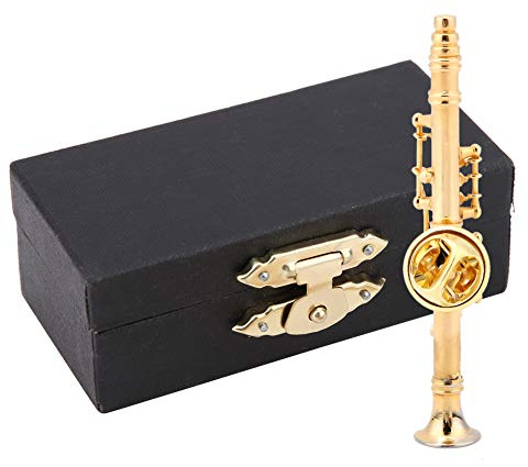 Broche de Clarinette Miniature, Broche de Clarinette Plaquée Or avec étui, Mini Instrument de Musique, Broche de Revers de Mode, Décoration de la Maison
