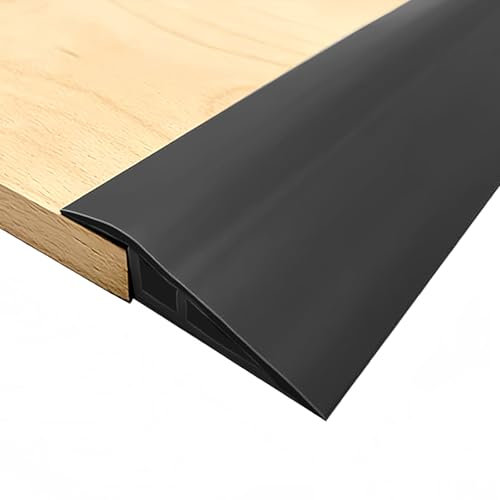 ACESOME Übergangsprofil Selbstklebend, PVC Schwellenrampe, übergangsprofil Höhenausgleich (Geeignete Höhe 12-15mm),Türschwellen Leiste, Boden-Übergangsstreifen zum Abziehen und Aufkleben (Schwarz, 1m)