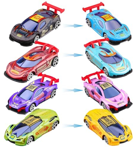 Neyeau Street Machines Colour Change Cars,4Pcs Mini Car Toys Racing Cars Playset,Water Activated Colour Changing Toy,Collectible Race Alloy Car Toy for Kids Boy Girl Birthday
