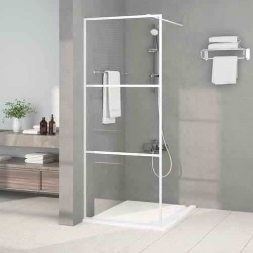 Tidyard Paroi de Douche Blanc 80x195 cm Verre ESG Transparent, Pare-Baignoire Paroi de Douche, Écran de Douche Fermeture de Baignoire Mur Panneau de Douche pour Salle de Bain Style A