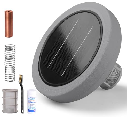 Ionizzatore Solare Per Piscine, Depuratore Solare Per Piscine Con Capacità Di Pulizia Fino A 150.000 Litri, Adatto Per Piscine Interne/Esterne Senza Costi Di Elettricità (Grigio)