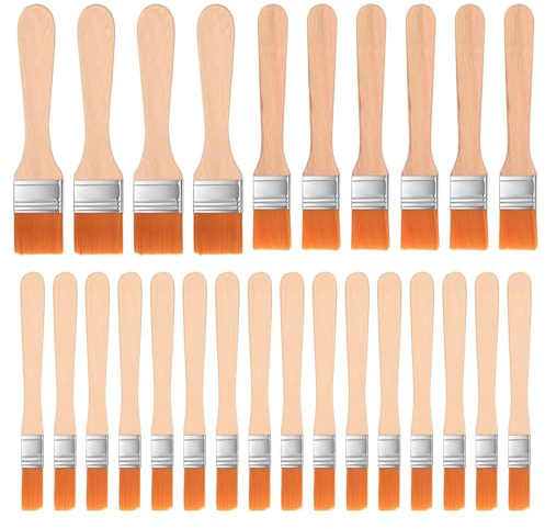 26 Piezas Brochas Pintura, 4 Pinceles Grandes Ancho 3cm, 6 Pinceles Medianos Ancho 2cm, 16 Pincel Pequeños 1.5cm, Pincel de Madera para Pintura de Paredes, Muebles, Acrílica, Artesan