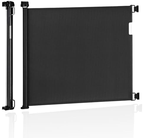 Beblo Retractable Baby Gate & Dog Gate for Stairs, Extra Wide 150cm x 86cm (59 x 34) Extendable Mesh Stair Gate, No Drill Child Safety Gate for Doorways, Hallways, Indoor/Outdoor Use, Black
