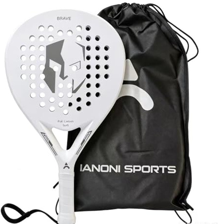 ianoni Padel Racket Carbon Fiber Surface with EVA Memory Flex Foam Core Padel Tennis Racquets Paddle Tennis Racket-660 White