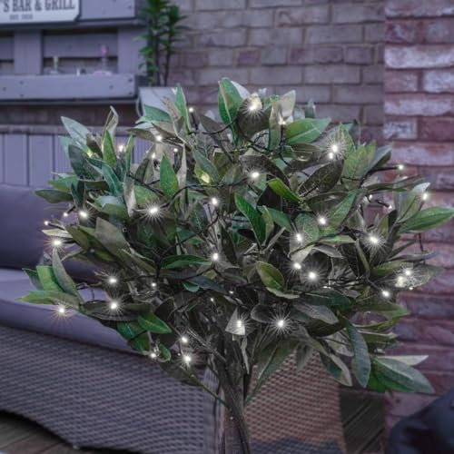 Festive Lights - 5m Solar Power Multi Function Fairy String Lights with 50 White LEDs - IP44 Rated, Outdoor Decorative Lighting - External Panel, Black Cable, Garden Trees, Fences & Pergolas