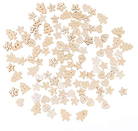 ULTNICE Pulsanti in legno di Natale Serie Decorazioni di Natale Decorazione Craft DIY 100pcs