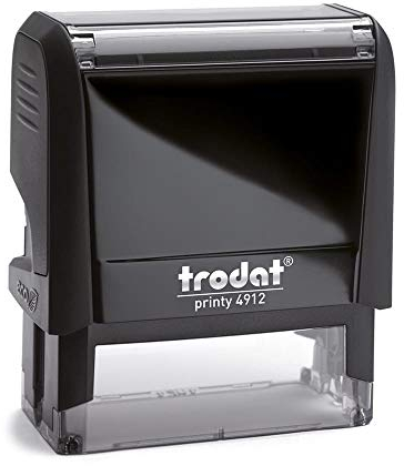 Trodat – Printy 4912 Custom Stempel mit Wunschtext personalisieren – selbstfärbender Stempel als Namensstempel, Adressstempel, Firmenstempel & Co zu verwenden (47 x 18 mm | 5 Zeilen) Schwarz