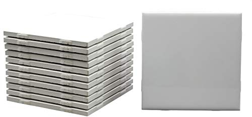 12 Stück glänzende, weiß glasierte Keramikfliesen für Alkoholtinte, Malerei, Dekoration, Kunst und Handwerk, 10,7 x 10,7 cm, quadratisch, fertig zum Bemalen