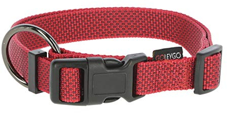 GOLEYGO Hundeleine Flat + Halsband, Rot, Größe S 1,4-2m, Sicherer Magnetverschluss, Inkl. Adapter-Pin, Hundeleine für kleine Hunde bis 15kg, Maximale Belastung 100kg