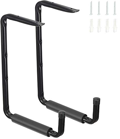 Wandhaken, 34*24cm Garage Deckenhaken Leiter Haken Schwerlast Storage Hanger Organizer für Kajaks Leiter Fahrrad Kanu Klappstühle Montagehaken-Set mit Polsterung für Schutz, Tragkraft 80 kg, 2 Stück