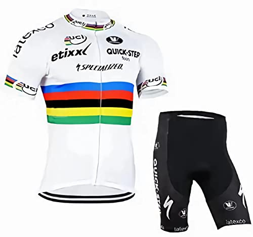 assocauicy Maillot Cyclisme Homme Tenue,Velo Respirant Vestes Manche pour VéLo De Route Et De Montagne Et Shorts 4d Gel Rembourré