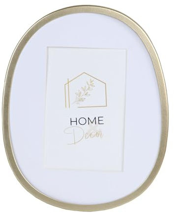 IDEAL TREND Eleganter ovaler Bilderrahmen: Metall in Champagnergold mit Echtglas-Scheibe und Passepartout: Format: 13x18