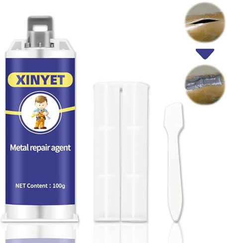Xinyet Metal Repair Super Adhesion, Magic Welding Glue 100g A+B Glue, Kaltschweißmasse für Metalle, Metall Reparatur Paste zum Reparieren Gussfehler verwendet