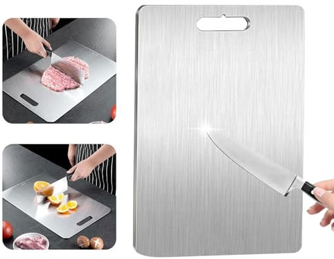 Ajuanbazha Tagliere in Acciaio Inox Alimentare, Tagliere Acciaio Inox da Cucina, Igiene e Resistenza Tagliere in Acciaio per Carne, Formaggi, Taglieri