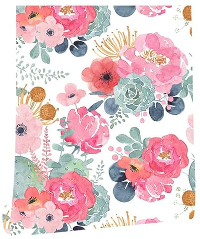 myforHD Self Adhesive Wallpaper Floral Leaves Flowers 44cmX300cm PVC Vinyl Wall Paper Sticker Decoration Modern Furniture Film