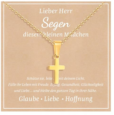 XUANPAI Cadena en forma de cruz - Regalo para hijos e hijas - Colgante en forma de cruz de acero inoxidable plateado y dorado - Regalo para adolescentes, Navidad, regalo de cumpleaños para niños y