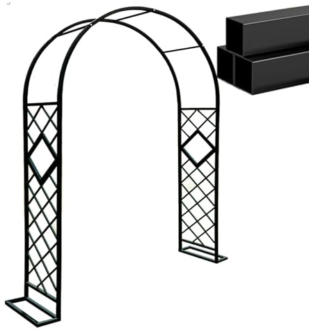 Generisch Rosenbogen Aus Metall Stabil Torbogen Rankhilfe Gartenbogen Rosenhilfe Für Garten, Balkon, Hochzeitsdekoration, Wetterfest(Schwarz,W380 X 230cm)