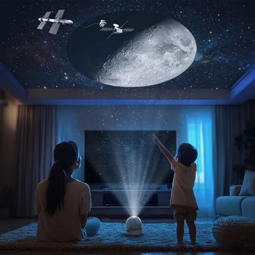 Tomshine Proiettore cielo stellato astronomico con dichiarazione di conoscenza, 12 motivi a stelle, 8 rumore bianco e 8 colori luce notturna, abilitato Bluetooth e timer, 3 velocità di rotazione