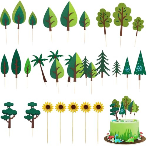 DIFLAX 26 Piezas Decoración Tarta Selva, Adornos para Tartas, Decoración Árbol, Cake Topper, Cumpleaños, Selva Themed, para Cumpleaños, Comunión