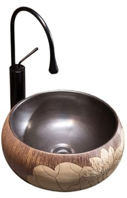 Lavabos de tocador Lavabo sobre encimera vintage, lavabo for lavar a mano, for baño y balcón for el hogar, lavabos de cerámica for