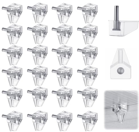 LXUEJIE 30 Stück Einlegeboden Halter Bodenträger 3mm Regalbodenträger Transparent Bodenträger Einlegeboden Halter mit Stahlstift Kunststoff Regalboden Stifte für Möbel Bücherregale Schränke