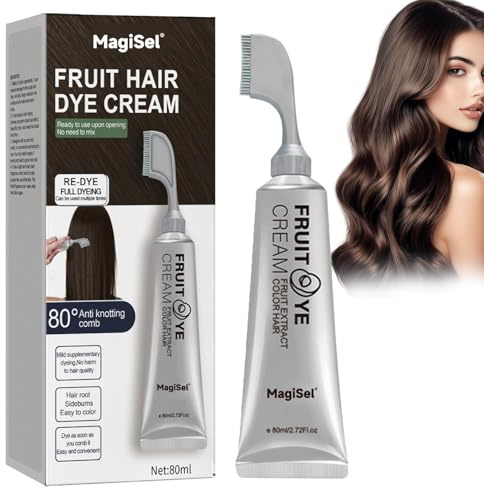 Mörkbrun hårtoning tillfällig hårfärg, Fruit Dyeing Cream, Hair Dye Cream With Comb For Grey Hair Coverage för daglig cosplayer-fest, 80 ml