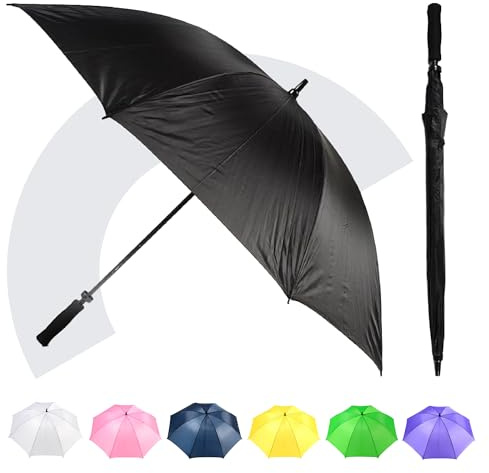 Jollybrolly Golf Regenschirme gerade Gerader Stock Sturmsicher Handbuch geöffnet Golfschirme - 90cm Länge, 120cm Überdachungsspanne - Schwarzer Schaumstoffgriff - Herren & Damen