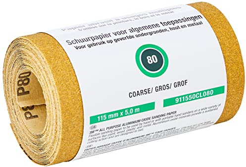 3M 050080UK 5 m Färgskalning P80 grovt sandblaster sandpapper slipande rulle - guld