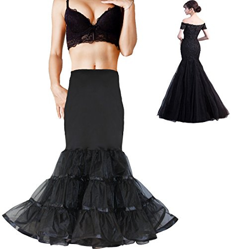 SHIMALY Enaguas de Boda de Sirena para Mujer, Enagua Interior Cola de Pez Trompeta Crinolina para Vestido de Novia de Sirena, Negro, L-XL