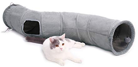 PAWZ Road Cat Tunnel Collapsible S Shape Cat Tunnels for Indoor Cats Cat Play Tube 51 Inches Long 10.5 Inches in Diameter