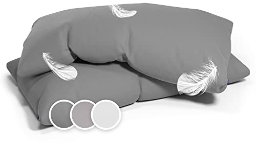 SLEEPWISE 2er Set Premium Kissenbezug 40 x 80 cm, ÖKO-TEX Kopfkissenbezug mit verdecktem Reißverschluss, Pflegeleicht, Atmungsaktiv, Superweicher Kopfkissenbezug 40x80, Hellgrau