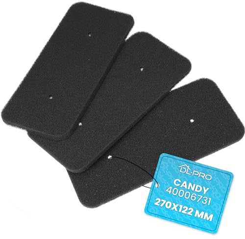 DL-pro 3x Trocknerfilter für Candy Hoover 40006731 Filtermatte 270x122mm waschbarer Filterschaum für Trockner Wärmepumpentrockner Wäschetrockner