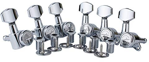 Guyker Guitar Locking Tuners (6 for Right) - 1:18 Lock String Tuning Key Pegs Machine Head with Hexagonal Handle Replacement for ST TL SG LP Style Electric, Folk or Acoustic Guitars - Chrome