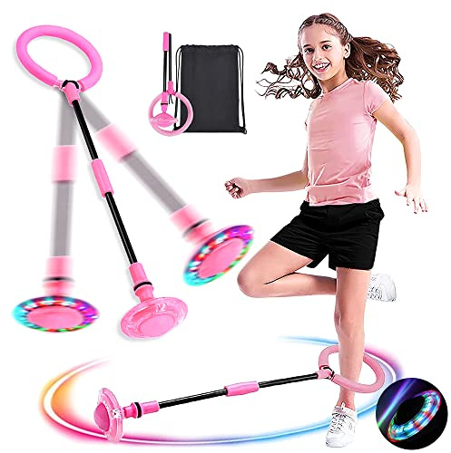 MEISHANG Cheville Skip Ball,Anneau de Saut de Cheville,Pliable Jouet d'Anneau de Saut de Cheville,Coloré Anneau de Saut Clignotant,Flash Saut Anneau Ball,Shine Cheville Skip Ball Dancing Ball Jouet