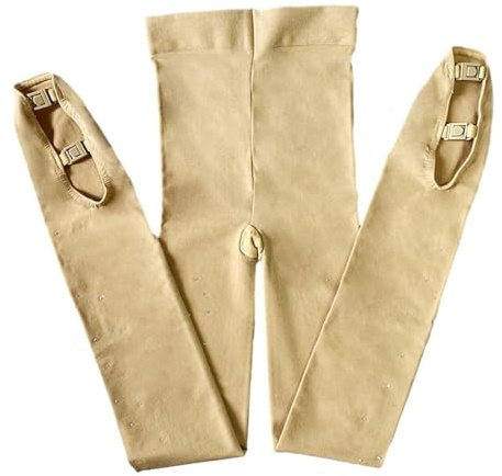Mallas de patinaje sobre la bota para patinaje artístico con hebillas dobles, leggings para actuaciones de patinaje sobre hielo, Color de la piel, S to M