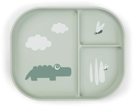Done by Deer Foodie Assiette Bebe - Assiette Compartiment Enfant et Bébé en 3 Sections - avec Effet Ventouse - Polypropylène Sans BPA - Passe au Lave-Vaisselle - 22 x 18 x 2 cm