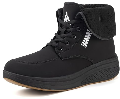 Mishansha Impermeable Botas de Nieve Mujer Botines Invierno Antideslizante Zapatos Trekking Cálido Outdoor, Negro Cálido 39 EU