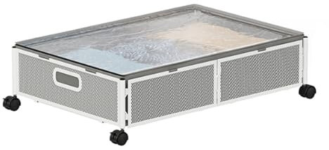 Almacenamiento Debajo De La Cama, Cajones De Metal para Cama Resistentes con Asas, Estante De Almacenamiento Inferior Plegable Y ExtraíBle con Tapa, para Ropa Y Zapatos