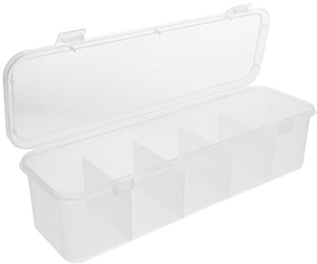 Garneck Teebeutel-Organizer Teebeutelhalter Organizer 5 Fächer Tee-Aufbewahrungsbox Stationsbehälter Für Kaffeestation Zuckerpaket Süßstoffe Getränkezubehör Transparent