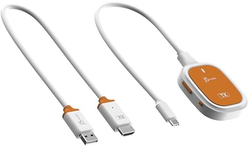 j5create ScreenCast FHD USB-C to HD Wireless Display Extender for iPhone 15, 16 & USB C Equiped Phone Laptop HD Transmitter and Receiver | No Setup Real Plug n Play (JVAW61)