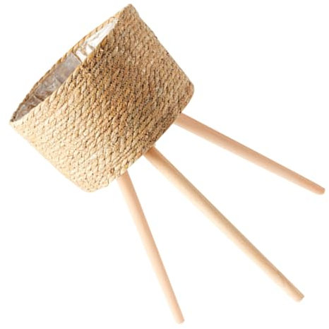 HIAKDOFT Jardinera de Piso cestas de Mimbre con Patas macetero de Mimbre Sauce contenedor de Maceta jardineria jardinerad Puesto de Plantas de jardín Cesta de Flores de Tejido de Madera