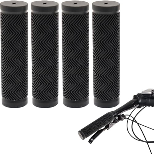 hzkais 2 Pairs Bike Handlebar Grips, Bicycle Handlebar, Non-Slip Soft Rubber Cycling Grips, 120 mm Road Mountain Bicycle Grip, 22 mm Inner Diameter, Black, Water Ripple